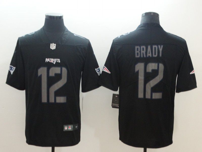 Men New England Patriots 12 Brady Nike Fashion Impact Black Color Rush Limited NFL Jersey